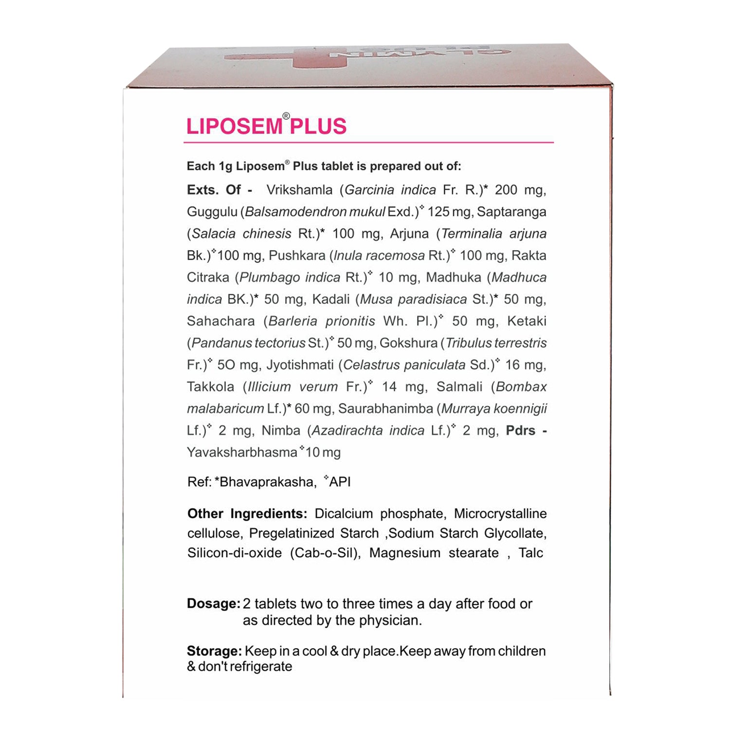 Back of the Kerala Ayurveda Liposem Plus Tablet box, showing manufacturing details, net quantity of 100 tablets, customer care contact, and a disclaimer that the product is for sale and use in India only. – Kerala Ayurveda India