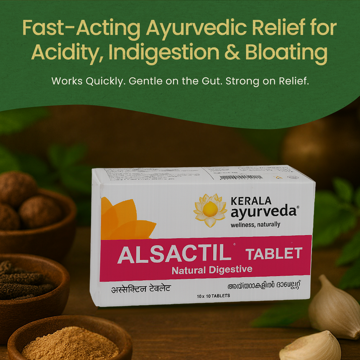 Alsactil Tablet for Acidity Comfort, Heartburn Support & Gut Health - 100 Nos