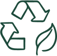 Recycling symbol with leaves, representing sustainability and eco-friendliness.