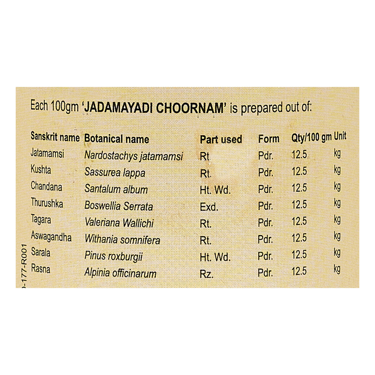 Jadamayadi Choornam (50 Gms)