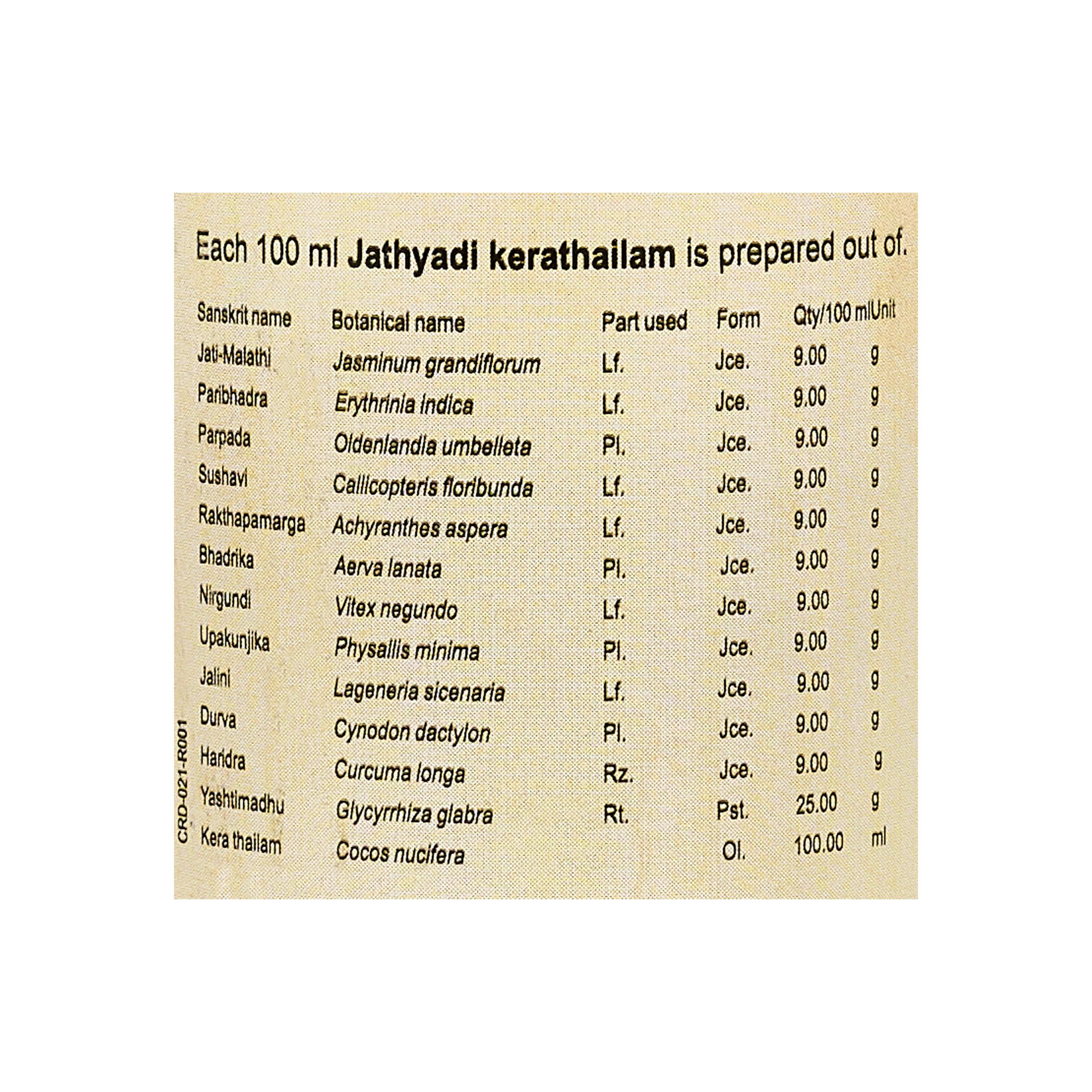 Jathyadi Kera Thailam (Oil-100 Ml)