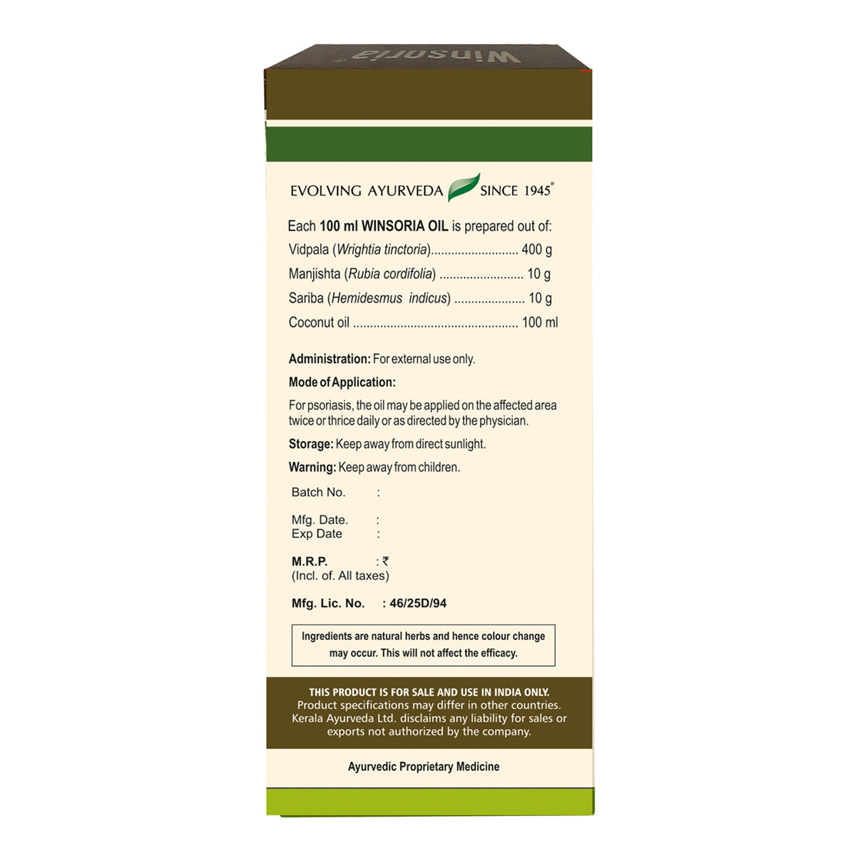Winsoria Oil for Dry, Itchy & Irritated Skin Comfort